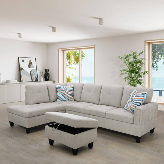 PonLiving 3 - Piece Upholstered Sectional Left Hand Facing