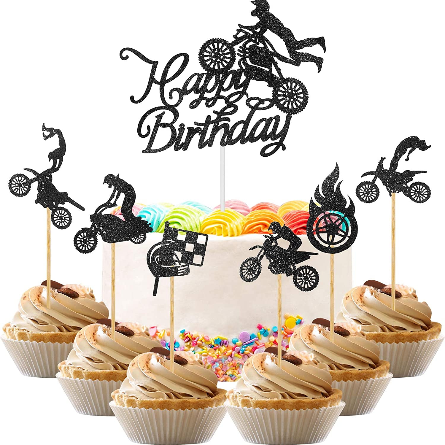 50 Pieces Glittery Motocross Cake Toppers Motorcycle Themed Cupcake Toppers Happy Birthday Cake Decorations Set For Man S Birthday Party Or Boy S Dirt Bike Themed Party Walmart Canada 50 Pieces Glittery Motocross Cake Toppers Motorcycle Themed Cupcake Toppers Happy Birthday Cake Decorations Set For Man S Birthday Party Or Boy S Dirt Bike Themed Party Walmart Canada