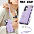 thumbnail image 2 of Compatible with Samsung Galaxy S25 Ultra Wallet Case with Crossbody Strap and Wrist Strap, RFID Blocking Stand PU Leather Credit Card Holder Cell Accessories Phone Cover Magnetic Buckle - Violet, 2 of 9