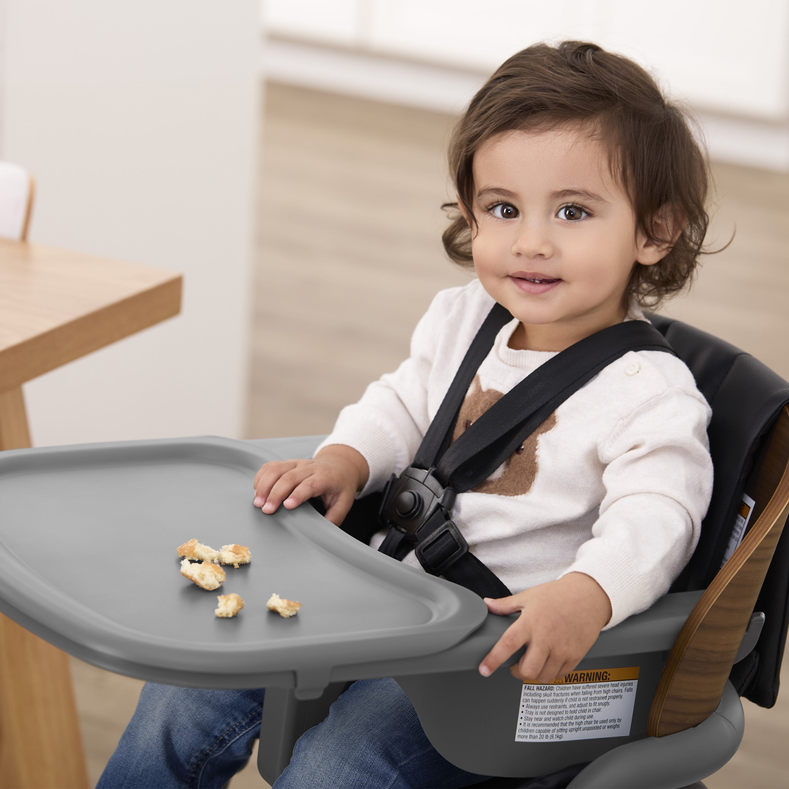 Evolur Step and Savor Convertible High Chair​, Walnut Gray