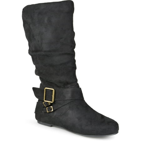 Brinley Co. Women's Wide-Calf Buckle Mid-Calf Slouch Boots - Walmart.com