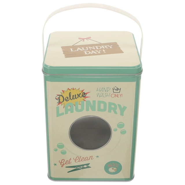 KAKOWELY Laundry Powder Container Laundry Detergent Bucket Iron Washing Powder Storage Holder Reusable Detergent Container With Lid8.78"X5.98"X5.98"