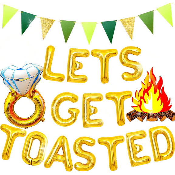 Camp Bachelorette Decorations Lets Get Toasted Bachelorette Last Trail Before The Veil Bachelorette Decorations Balloons Sign Banner