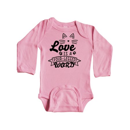 

Inktastic Love is a 4 Legged Word with Cat Ears and Whiskers Gift Baby Boy or Baby Girl Long Sleeve Bodysuit