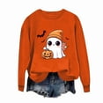 thumbnail image 2 of nerohusy Halloween Sweatshirt for Women Cute Spooky Season Sweatshirts Graphic Pumpkin Ghost Bats Sweater Plus Size Outfit 2025 Orange,L, 2 of 5