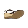 thumbnail image 3 of BLISSFUL STEP Women's Lace Up Strappy Wedge Heels Sandals Coffee (Size 7.5), 3 of 7