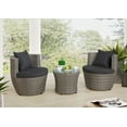 thumbnail image 3 of Alaterre 2-Person Wicker Patio Set – 3-Piece Outdoor Furniture with Chairs & Glass Top Table, Gray, 3 of 12