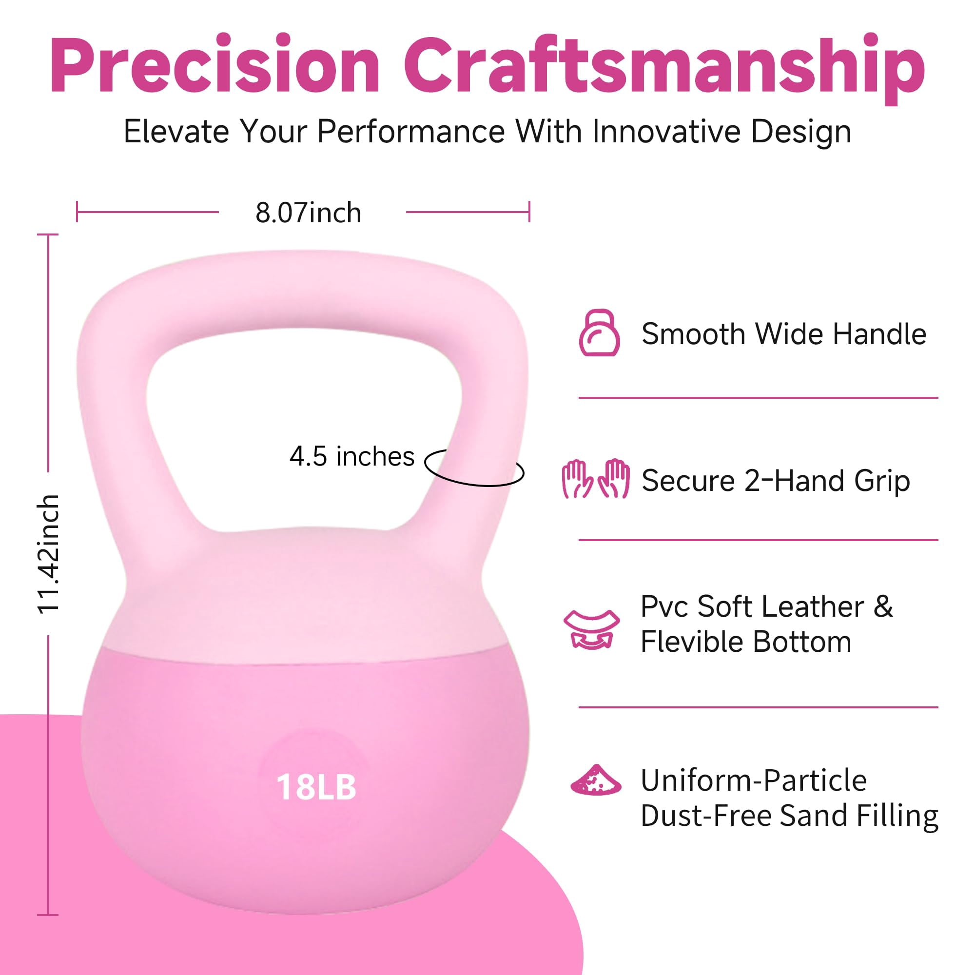 Soft Kettlebells,Sand Filled Weights for Women and Men,Color Coded Anti Slip Soft Kettlebells,Home workout