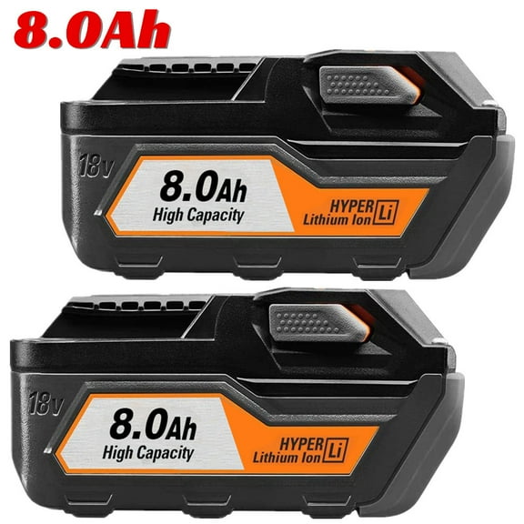 2Pack 8.0Ah 18 Volt Hyper Lithium-Ion Battery For Ridgid R840087 R840085 Rigid 18V Tools