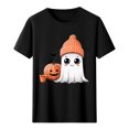 thumbnail image 4 of Busydd Womens Fall Tops Trendy Round Neck Halloween Graphic Tees for Women Comfortable Casual Cotton T Shirts for Women Lightweight Short Sleeve Womens T Shirts 2XL, 4 of 5