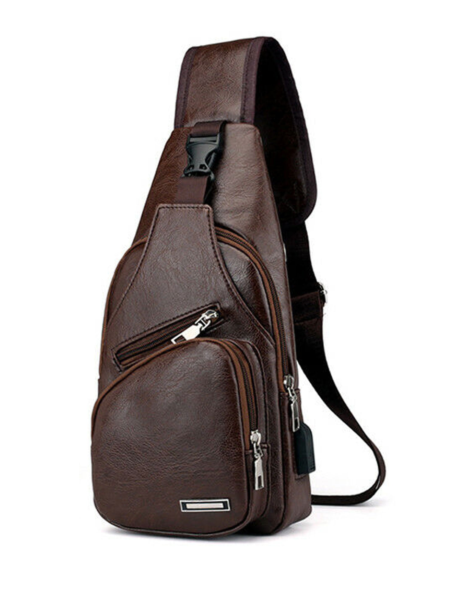 Men's Leather Sling Chest Bags Shoulder Pack Sports Crossbody Message Handbag US 