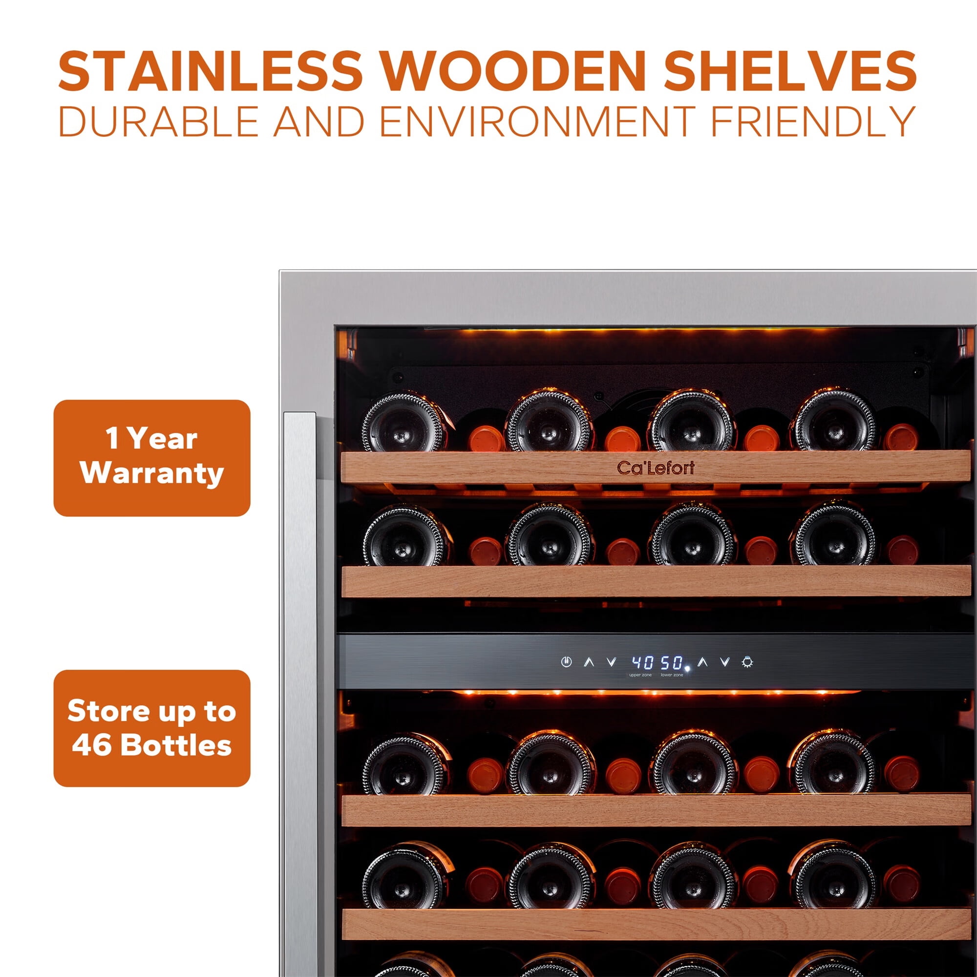 Ca'Lefort Wine Fridge,79 Bottle Dual Zone Wine Cooler Refrigerator,Freestanding & Built-in with Stainless Steel frame for Kitchen Office