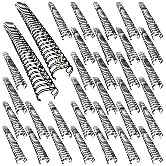 100 Pcs Wire Binding Spines, 3/8 Inch Double Loop Wire Binding, 2:1 Pitch Binding Wire, Rings for Binders, Metal Coil Design for File or Notebook Binding