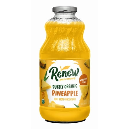 Pack of 6, Renew Juice Company Purely Organic Pineapple Juice, 32 fl oz