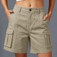 thumbnail image 5 of Utoimkio Women's Mid Length Cargo Shorts Classic Button Zip Fly Multi Flap Side Pockets Straight Casual Utility Bottoms, 5 of 9