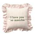 thumbnail image 2 of Clearence! Throw Pillow I Love You So Matcha Decorative Striped Pattern Ruffled Edge Embroidered Farmhouse Modern Home Decor for Couch Sofa Bed Living Room Bedroom Soft Cushion, 2 of 7