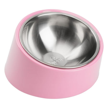 SuperDesign Mess Free 15° Slanted Bowl for Dogs and Cats, Tilted Angle Bulldog Bowl Dog Feeder, Non-Skid & Non-Spill, Easier to Reach Food S/0.5 Cup Pink