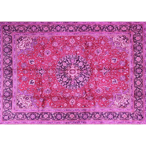 Ahgly Company Indoor Rectangle Medallion Pink Traditional Area Rugs, 5' x 7'