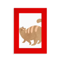 thumbnail image 1 of Brown Fat Cat Animal Watercolor Picture Display Art Red Photo Frame, 1 of 4