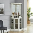 Home Source White Corner Bar Unit with Builtin Wine Rack and Lower