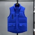 thumbnail image 3 of Babysbule 2023 Winter Coats for Women Women Pocket Coat Short Jacket Winter Sleeveless Turn Down Collar Zipper Solid Outerwear, 3 of 3