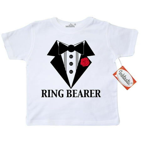 Toddler Ring Bearer - Inktastic Tuxedo Ring Bearer Toddler T-Shirt Wedding Rose Flower Black And White Marriage Bridal Party Tees. Gift Child Preschooler Kid Clothing Apparel
