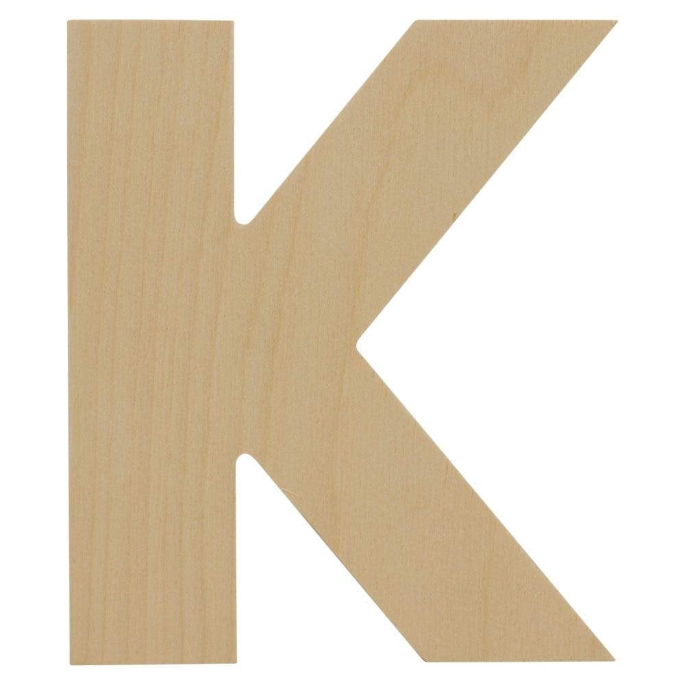 Wooden Letters - K - Pack Of 5, Unfinished 12
