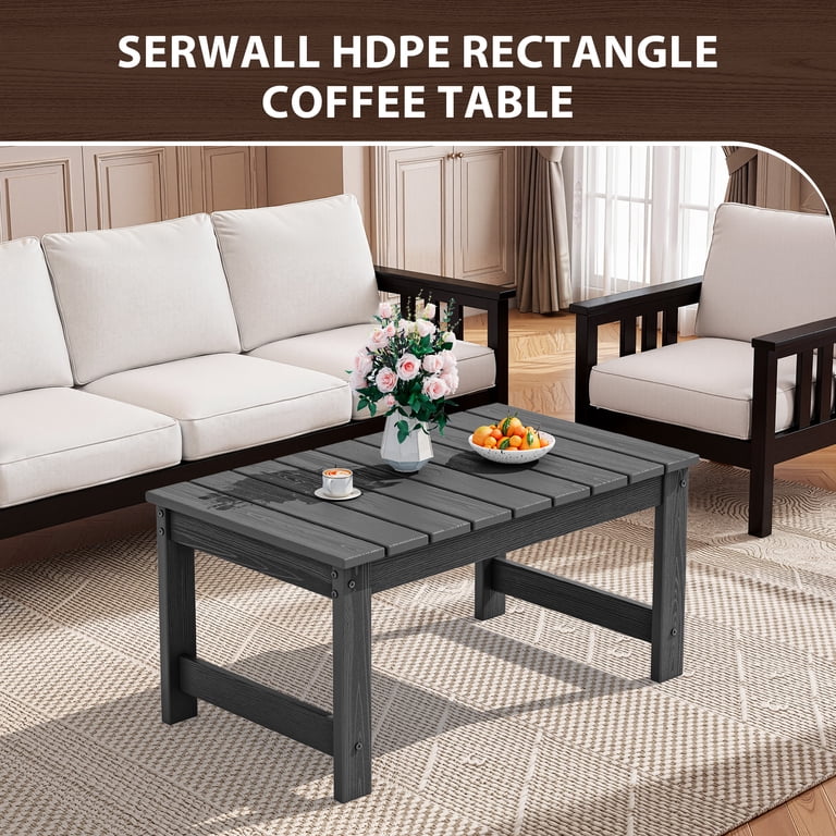 Serwall Outdoor Rectangle Coffee Table With Umbrella Hole photo 5