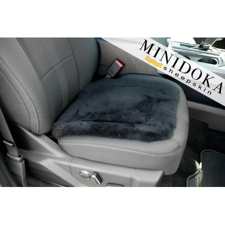 ZYX Seat Pad - Black - Medium Size 16 x 16 - Universal Fit - Leather and Patented Non Slip Backing for Comfort in Car, Plane, Office, or Home