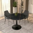 thumbnail image 3 of LeisureMod Round Dining Table Modern 40" Sintered Stone Tabletop with Black Steel Pedestal Base for Kitchen and Living Room Bristol Series in Black, 3 of 10