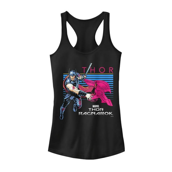 Junior's Marvel Thor: Ragnarok Helmet Racerback Tank Top Black Small