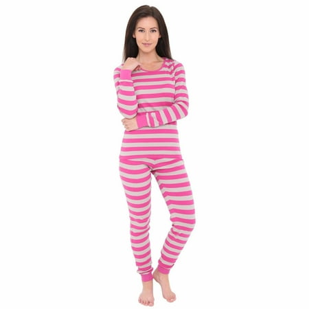 

Women s Long Sleeve 2 Piece Fitted Striped Pajama Set Casual Sleepwear