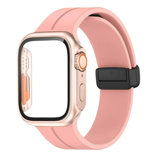 Correa de Silicona Deportiva para Apple Watch, con Hebilla Magnética + Case Ultra, Compatible con Todas las Series