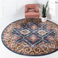 thumbnail image 1 of Unique Loom 3135286 Tapis Rond Rhea Utopia 8 x 8 Pi, Bleu Marine, 1 of 1