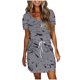 thumbnail image 1 of Mini Vestido de Verano Color Sólido Cuello en V Manga Corta Vestido de Becerro Medio, Vestido Corto de Verano, 1 of 5