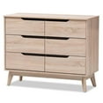 thumbnail image 1 of Hawthorne Collections Commode Double en Bois à 6 Tiroirs Brun Clair, 1 of 7