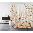 thumbnail image 3 of HVEST Fall Floral Pumpkin Shower Curtain with Rustic Wildflower Plant and Squirrel Design - Autumn Harvest Bathroom Decor, Waterproof Polyester Fabric, Includes 12 Hooks, 72x72 Inches, 3 of 8