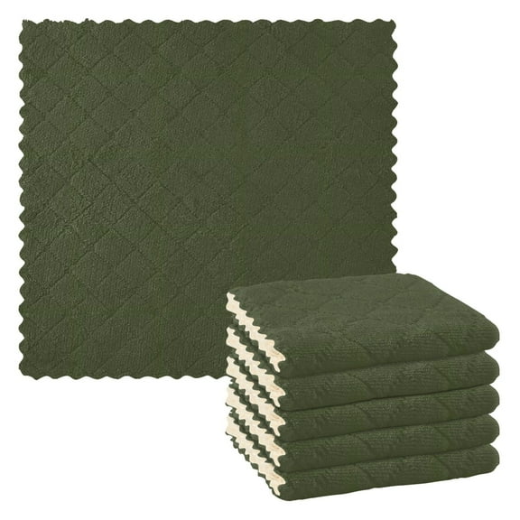 Ryvnso Olive Green Solid Kitchen Towels Dish Clothes for Drying Dishes Cleaning Absorbent Set of 6