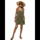 thumbnail image 3 of Vestido de Verano para Mujer, Sin Mangas, con Bolsillos, Informal, Corto, Corte A, Cuello Redondo. Verde XL, 3 of 8