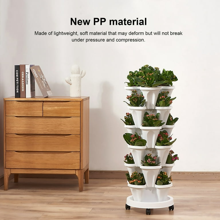 Mojoyce Large Stackable Planters 4pack- Grow More in Less Space - Plant Pots and Stack - DIY Vertical Gardening System - for Growing Veggies, Herbs