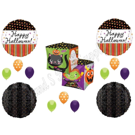 HALLOWEEN CUBEZ WITCH Ghost Cat Party Balloons Decoration Supplies Trick Treat