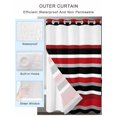 thumbnail image 2 of No Hook Shower Curtain with Snap in Liner,Red Mexican Stripe Water Ripple Waterproof Bath Curtain Double Layers with See Through Top Window,Black White Ombre Hotel Shower Curtains 72x72in, 2 of 9