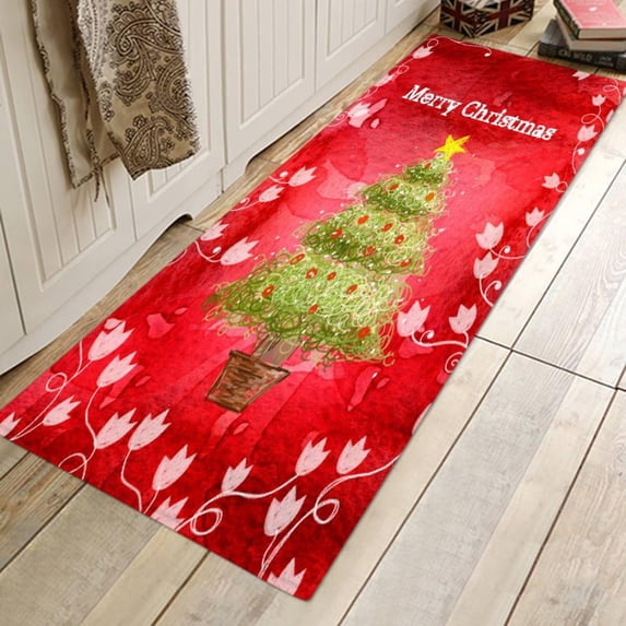 Xmas Home Decor Snowman Christmas Tree Rug Carpet Bathroom Floor Mat Dining Room