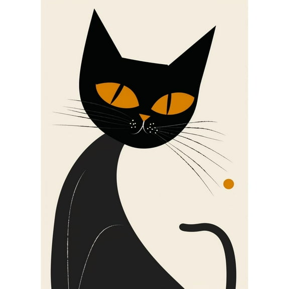 5D Diamond Art Painting Abstract Black Cat DIY Paint with Full Drill Round Diamond Gems Painting by Number Kits for Adults Art Craft Home Wall Decor 15.8x19.8in