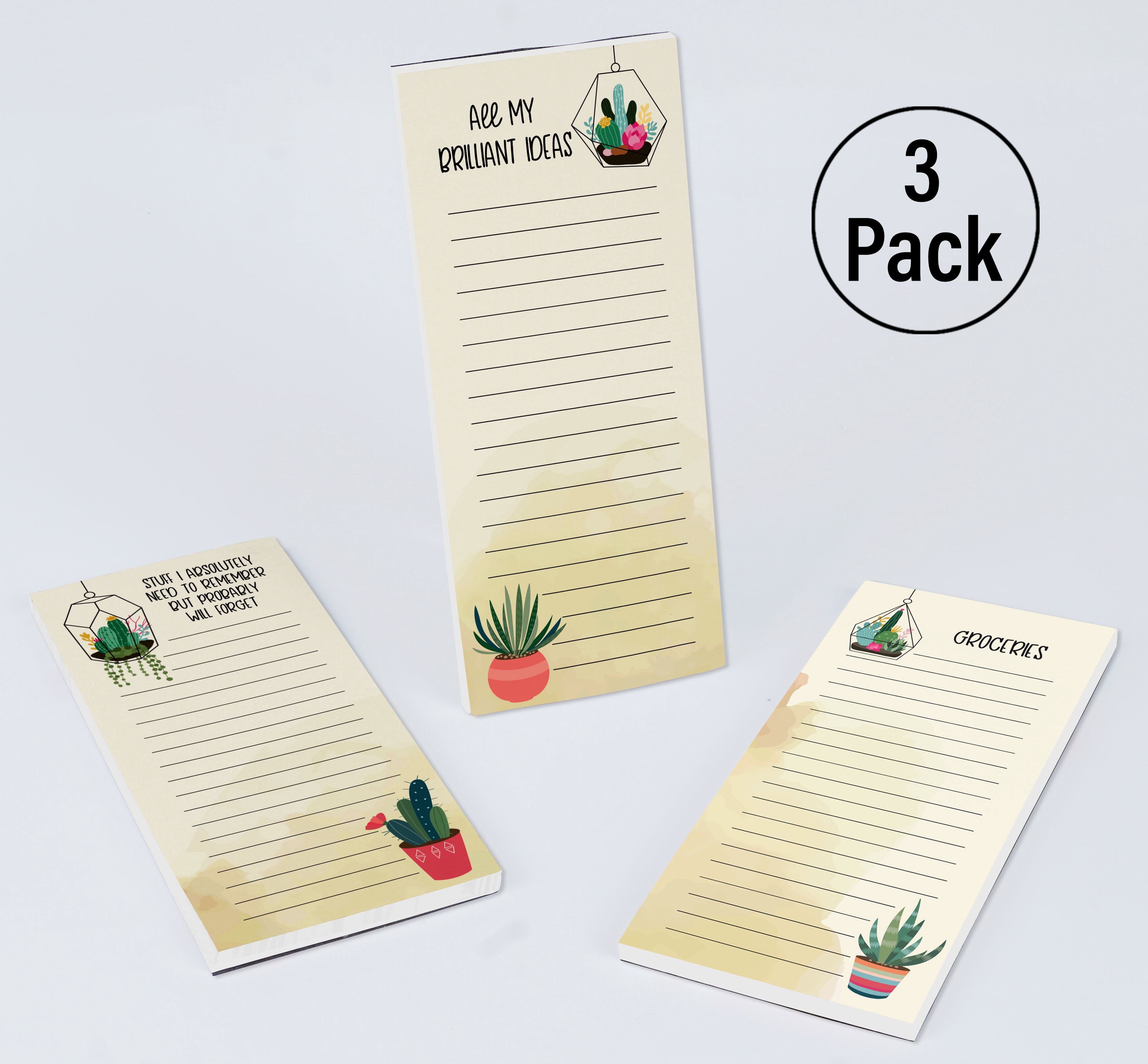 Inkdotpot Pack of 3 Magnetic Fridge To-Do List Notepads- Magnetic Memo Pads For Refrigerator-(50 Sheets Each)-Y5