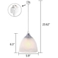 thumbnail image 3 of Kiven H-Type 5.9" Diameter Silver Pendant Light Frosted White Finish Glass Shade, 3 of 7