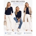 thumbnail image 5 of QUALFORT Women’s Cable Knit Sweater, Crew Neck Lightweight Long Sleeve Pullover, Navy, Size M, 5 of 7
