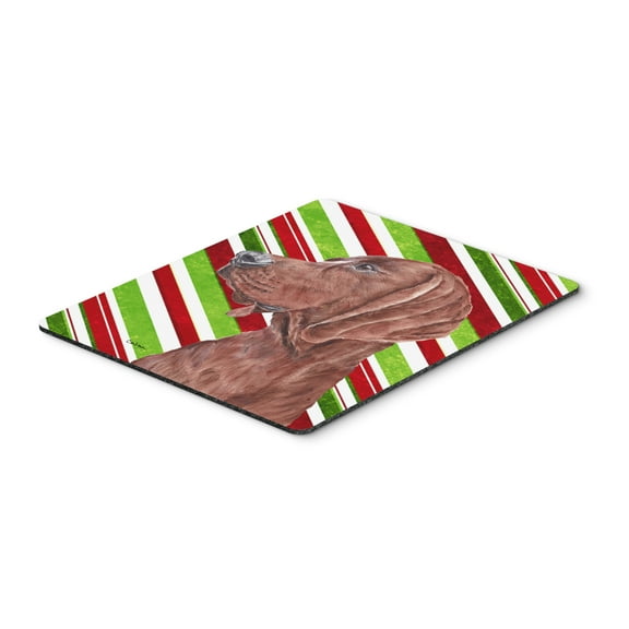 "Redbone Coonhound Candy Cane Christmas Mouse Pad Hot Pad or Trivet"