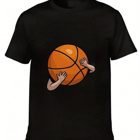 Men'S Basketball Graphic T-Shirt - Basketball Design - Breathable Sports Casual T-Shirt - Suitable for Casual Wear - Perfect for Basketball Fans - Love Playing And Watching Basketball - Regular Fit