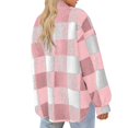 thumbnail image 4 of Womens Fuzzy Plaid Flannel Jacket 2026 Winter Casual Fall Sherpa Fuzzy Warm Zip Up Button Long Sleeve Coat Outwear, 4 of 5